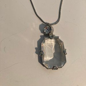 Clear crystal silver necklace